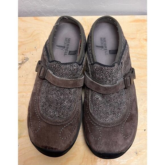 Merrell Shoes Womens 8.5 Moc Encore Sidestep Mule Sneakers Brown Leather J66626 - Picture 1 of 5